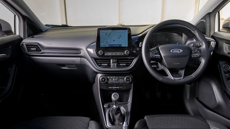 The the cabin is as-per the Fiesta. Lots of dark, uninspiring plastic, but it’s all well bolted together.