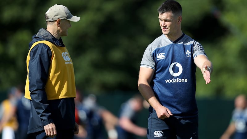 Joe Schmidt and Jonathan Sexton at Carton House this week. Photograph: Dan Sheridan/Inpho