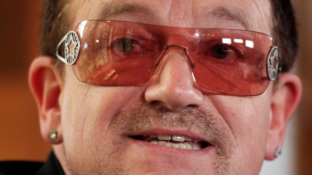 Bono photographed in Norway in June 2012. The singer has revealed the reason he wears sunglasses. He has glaucoma. Photograph: Cathal McNaughton/Reuters