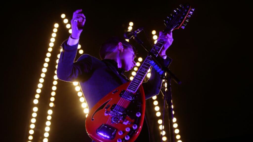 Alex Turner of The Arctic Monkeys on the main stage at Electric Picnic. Photograph: Brenda Fitzsimons/The Irish Times