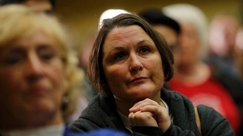 Supporters of Republican presidential candidate Donald Trump gather for a post-caucus rally in Des Moines, Iowa. Photograph: Carlos Barria/Reuters