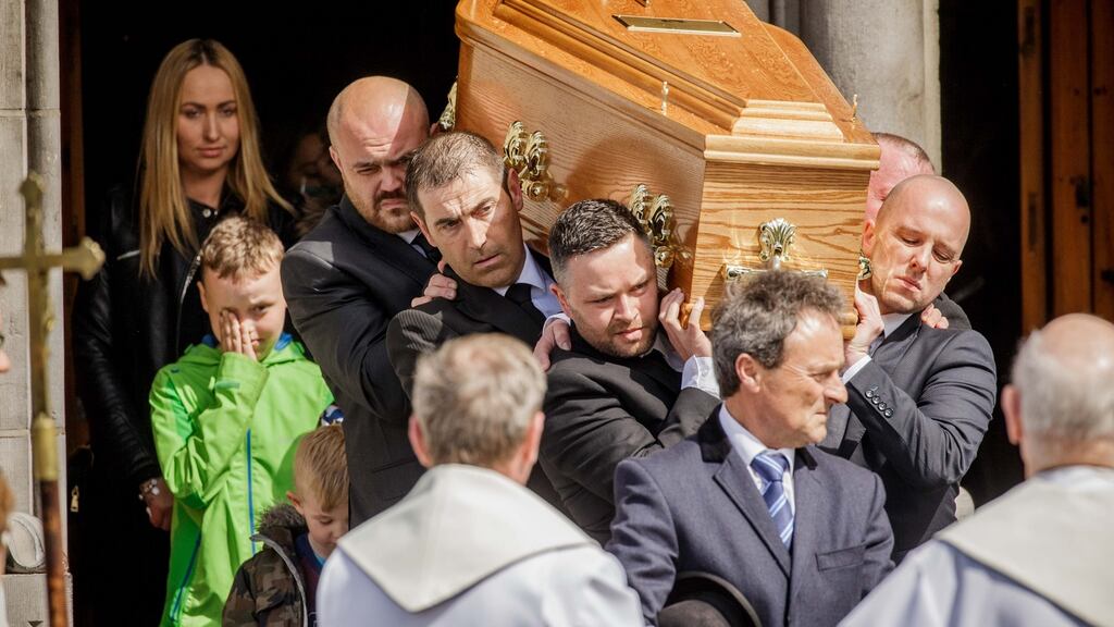 Natalia Karaczyn’s coffin is brought from the Cathedral of the Immaculate Conception in Sligo following her funeral Mass. Photograph: James Connolly