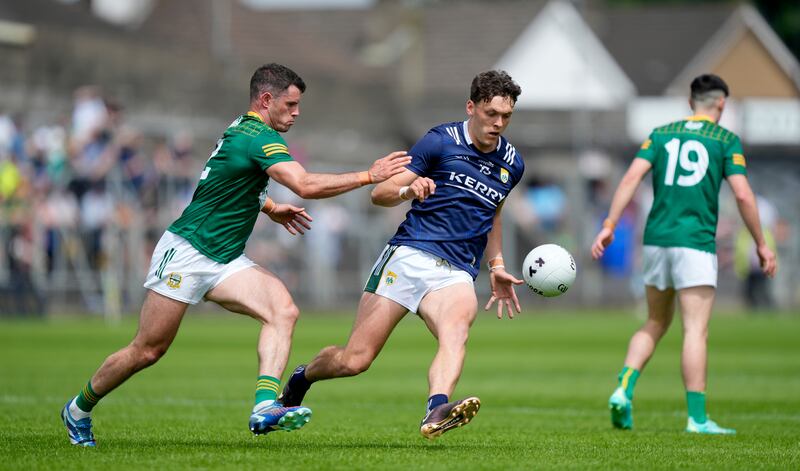 Donal Keogan of Meath with David Clifford of Kerry. Photograph: James Lawlor/Inpho