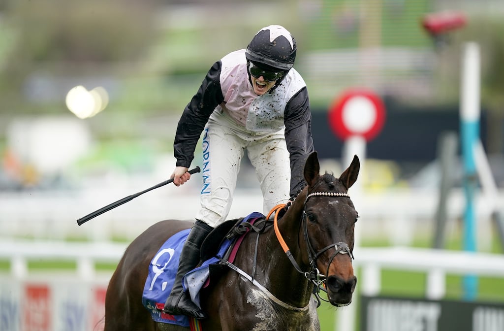 Slade Steel ridden by Rachael Blackmore wins the Sky Bet Supreme Novices' Hurdle on day one of the 2024 Cheltenham Festival. Photograph: Mike Egerton/PA Wire