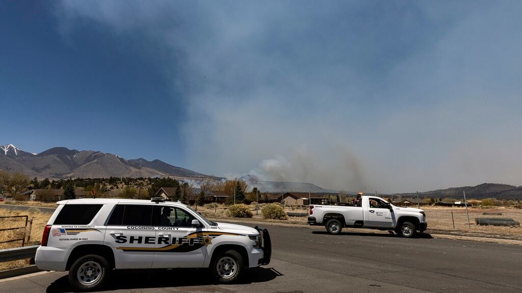 Smoke rises from the Tunnel Fire near Flagstaff, Arizona, one of several wildfires tearing across parched areas of Arizona, New Mexico and Colorado. Photograph: Adriana Zehbrauskas/New York Times