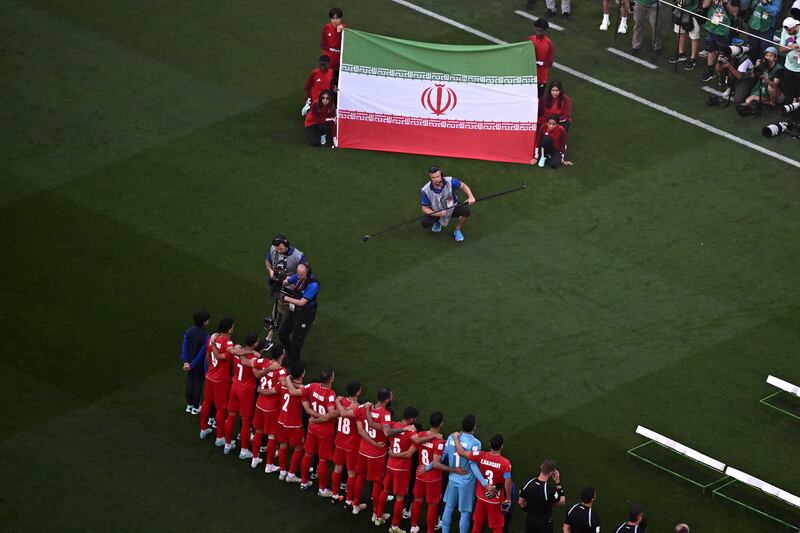 To sing or not to sing the national anthem has practically been a high-stakes question for Iran's players at the World Cup. Photograph: Jewel Samad/AFP via Getty Images