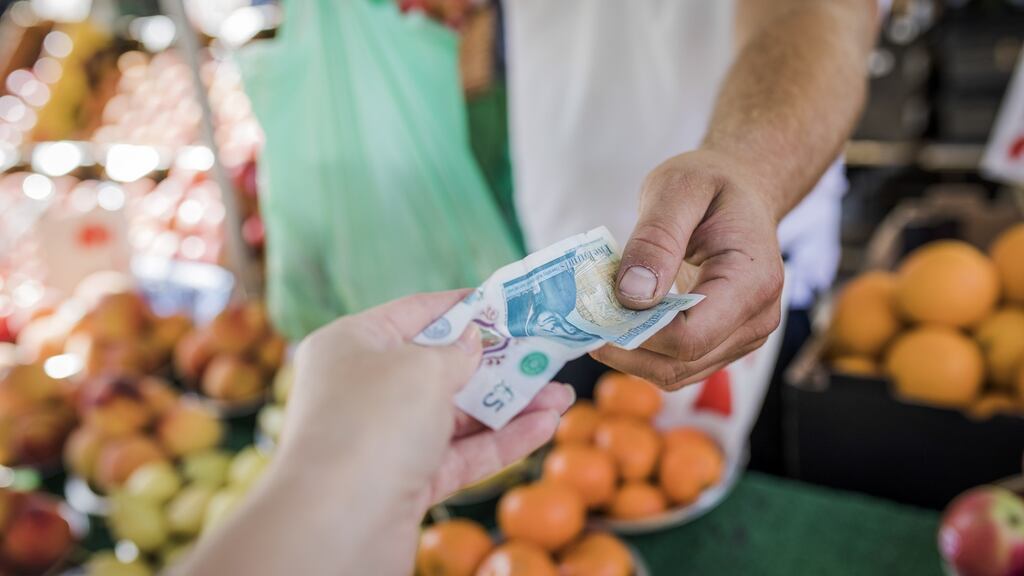 Sterling soared on Friday, rising 1.6 per cent against the euro to reach 86.95p, before falling back  to  87.22p. Photograph: Jennifer West/Bloomberg