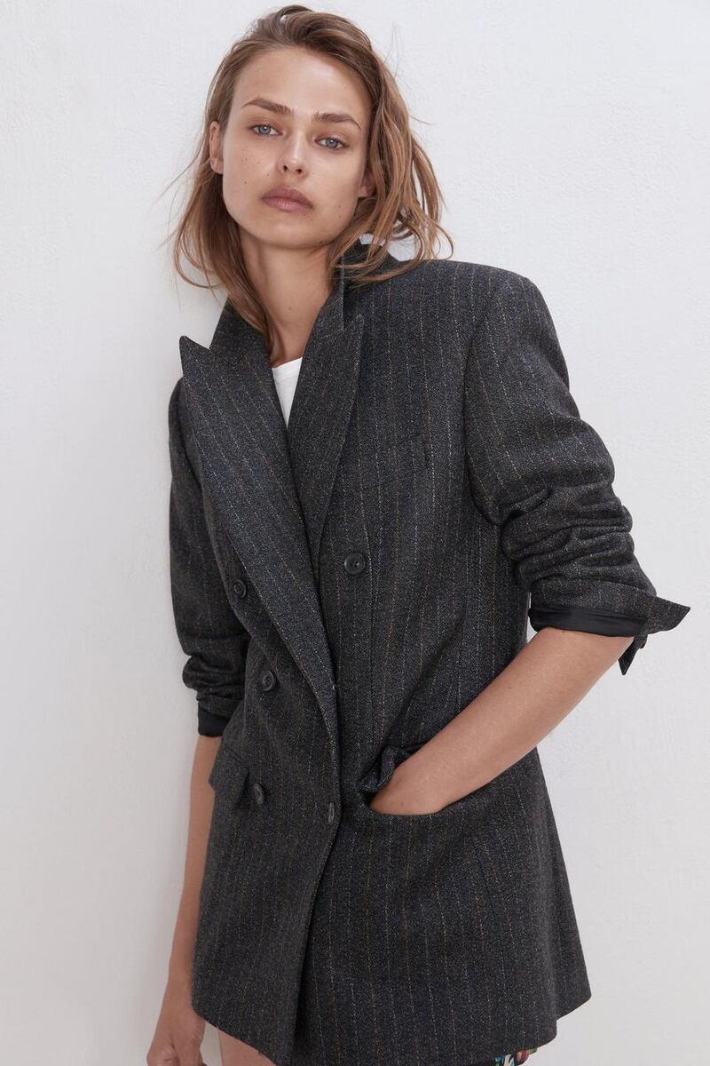 Pinstripe blazer €89.95, Zara