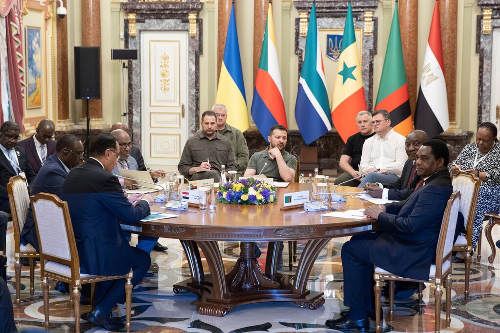 Ukrainian president Volodymyr Zelenskiy hosted several African leaders in Kyiv. Photograph: Ukrainian Presidential Press Office via AP