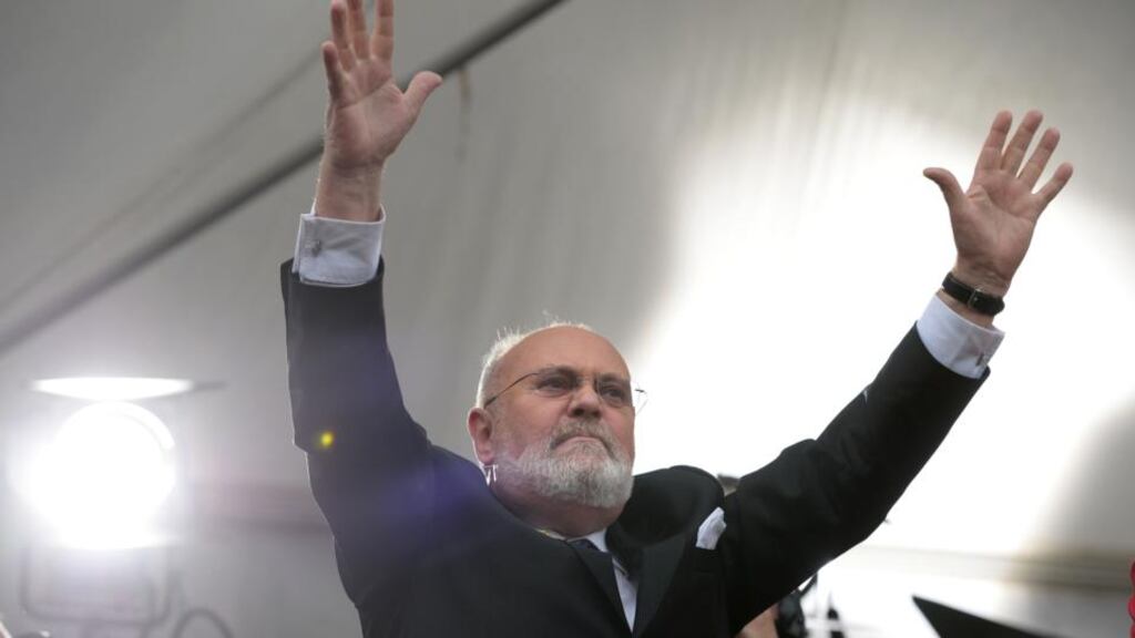 Senator David Norris in the courtyard at Dublin Castle for the result of the referendum on marriage equality. He was praised in the Seanad for his decades-long campaign for gay rights