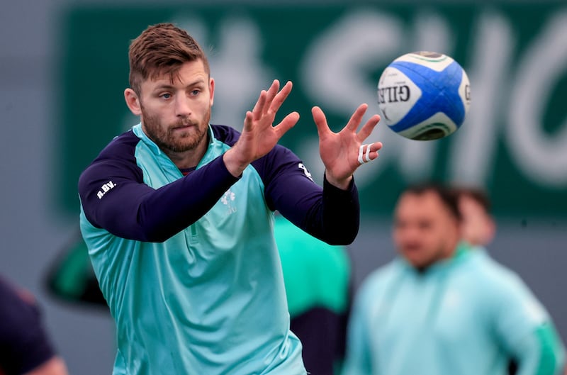 Ross Byrne at Ireland Rugby Squad Training on Wednesday. Photograph: Dan Sheridan/Inpho