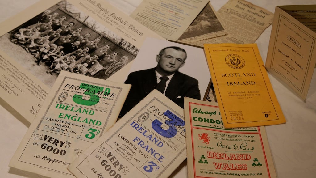 A portion of the archive of rugby material relating to Barney Mullan held by his daughter, Alison Fergusson. Photograph: Nick Bradshaw