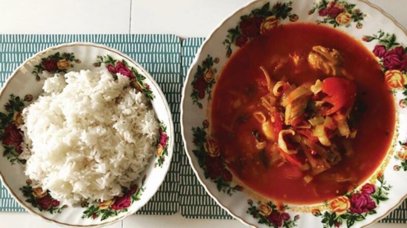 Moselry shoals: fish stew and basmati rice
