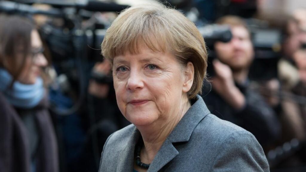 Germany chancellor  Angela Merkel arrives for a European Union leaders’ summit in Brussels yesterday. Photograph: Jasper Juinen/Bloomberg