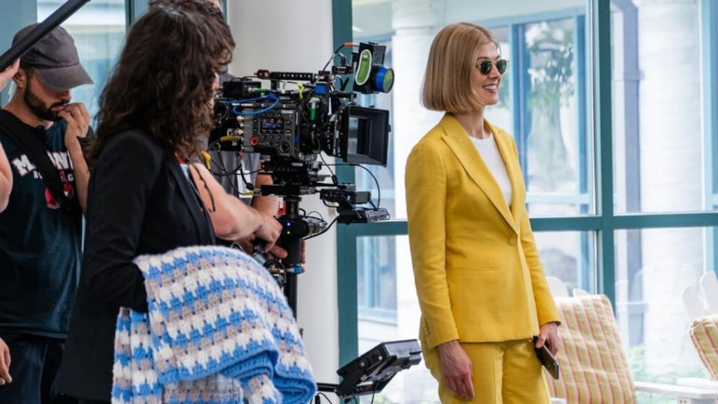 In “I Care a Lot,” Rosamund Pike plays a legal guardian who uses the court system to separate elderly people from their money.Photograph: Seacia Pavao/Amazon Prime