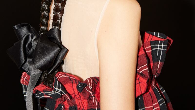 Detail of plaid and tulle dress, €149.