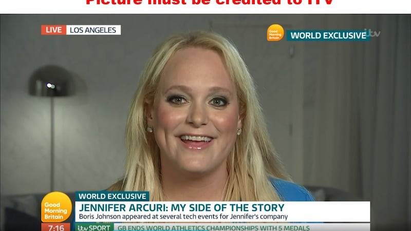 Videograb taken from ITV of Jennifer Arcuri being interviewed on ITV’s Good Morning Britain on Monday. Photograph: ITV/PA Wire