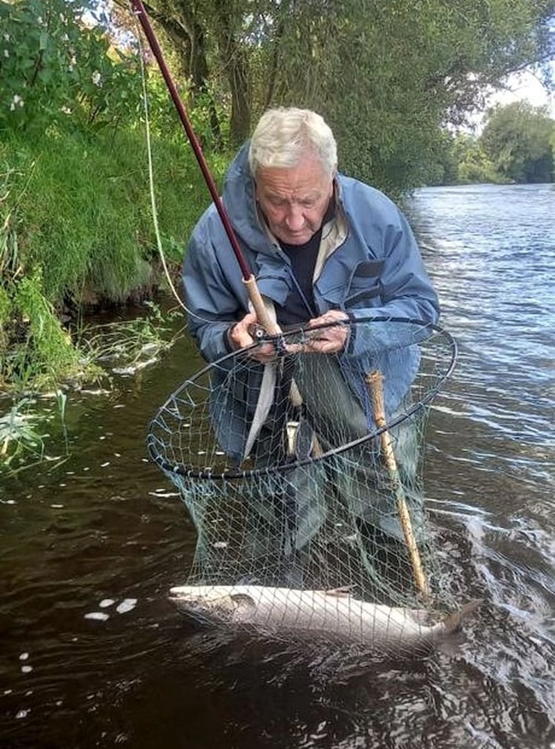 Edward Hallinan with his double-figure salmon on the Munster Blackwater, near Ballyduff. Photograph: Martin Trustler (ghillie)