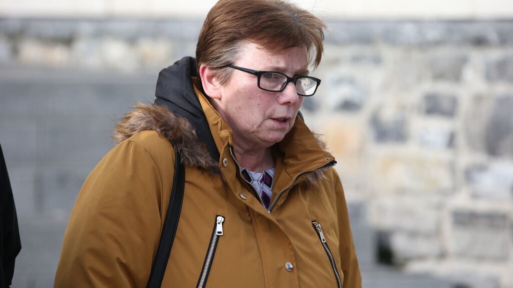 Witness Joan Greene leaving Dublin Central Criminal Court after giving evidence. Photograph: Collins Courts