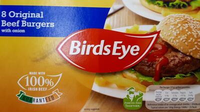 Birds Eye Original Beef Burgers, have just 77 per cent beef despite the front of the packet saying ‘Made with 100 per cent Irish beef’.