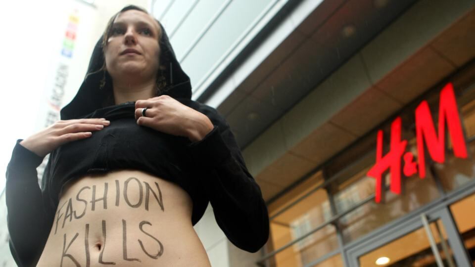 Protesting at H&M. Photograph: Adam Berry/Getty Images