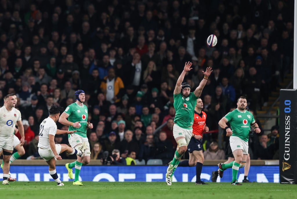 There seemed to be an inevitability about England scoring against Ireland even before Marcus Smith won the match with a drop goal. Photograph: Andrew Fosker/Inpho