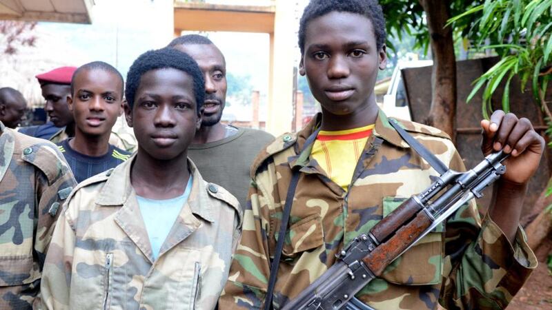 Young Seleka fighters in Bangui in CAR. Photograph: Xavier Bourgois/AFP/Getty Images