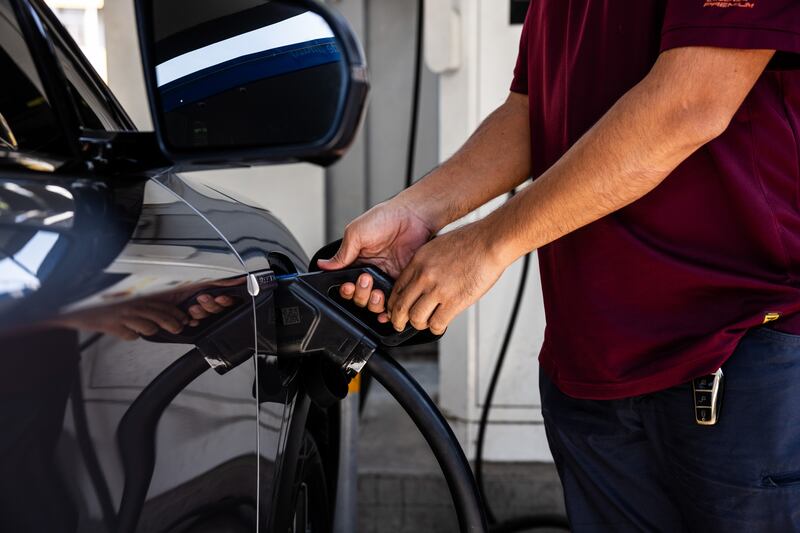Depending on the model of EV and the charging point you have, it could take anywhere from four to 20 hours to go from empty to full, although about eight hours is more typical. Photograph: Lauren DeCicca/Getty
