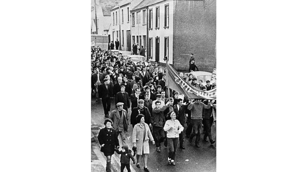 Red rag to the party? Civil-rights marchers in 1969. photograph: pacemaker