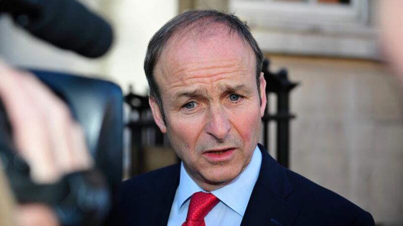 Fianna Fáil leader Micheál Martin outside the Department of Finance before meeting Minister for Finance Michael Noonan about the IBRC inquiry. Photograph: Aidan Crawley/The Irish Times