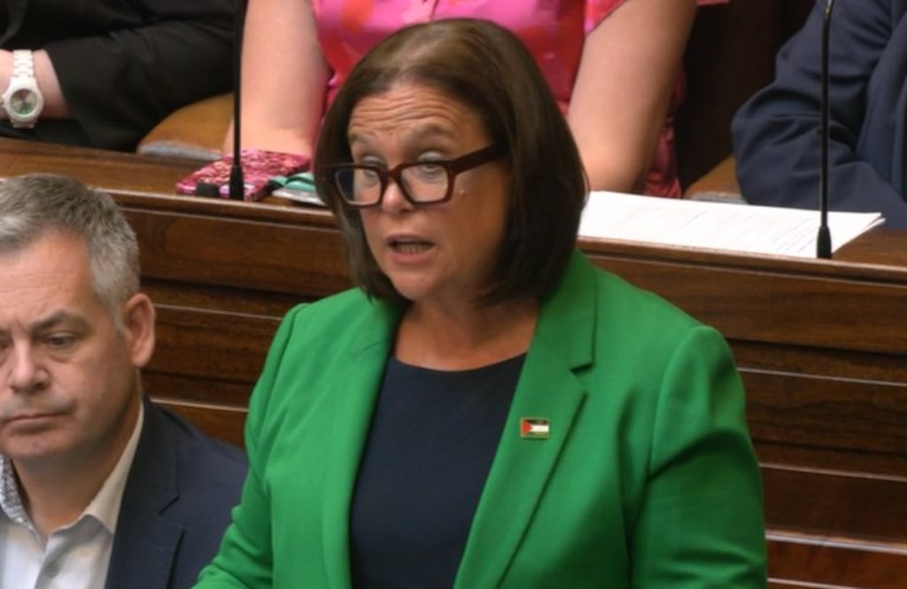Mary Lou McDonald speaking at the Dáil on Wednesday afternoon. Photograph: Oireachtas TV