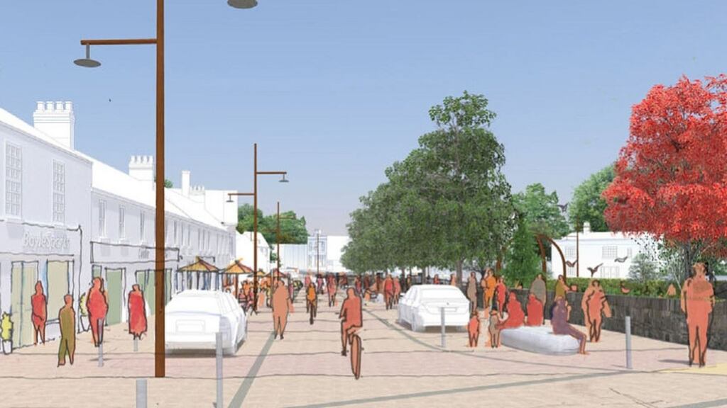 The €2m redesign involves the reconfiguration of the under-utilised park at the southern end of the village to create a green with an ‘amphitheatre-style space’ and bandstand.