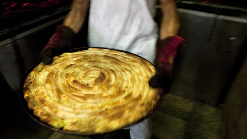 Burek pastry dough filled with beef at Buregdzinica Bosna