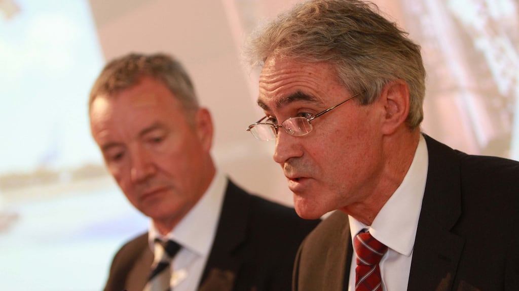 Aidan Heavey, then-CEO of Tullow Oil, and Graham Martin at the company’s AGM in 2015. Photograph: Nick Bradshaw