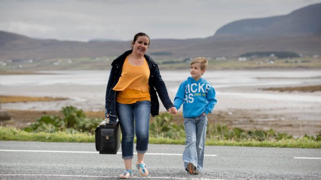 Dr Noreen Lineen Curtis with her son Oisín (8) near their home on Achill Island. Photograph: Keith Heneghan / Phocus