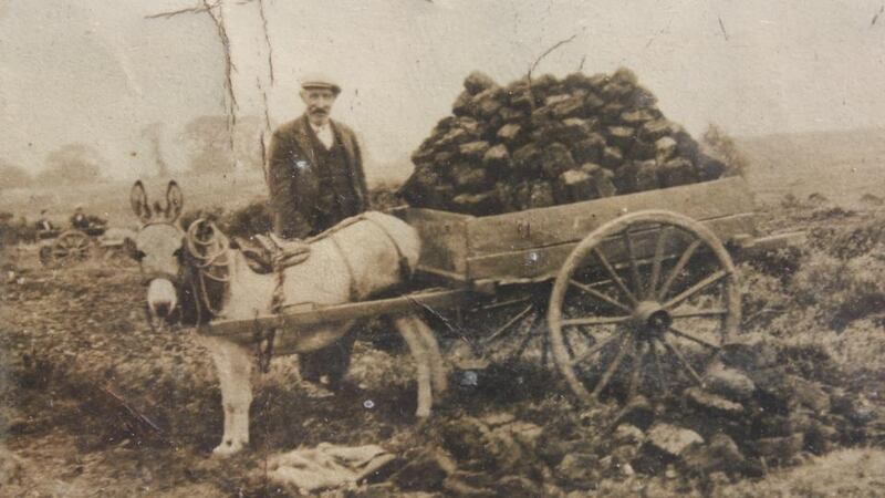 Unique perspective: James Farrelly’s grandfather John Woods, who cut turf on the bog until 1955. Photograph courtesy of James Farrelly
