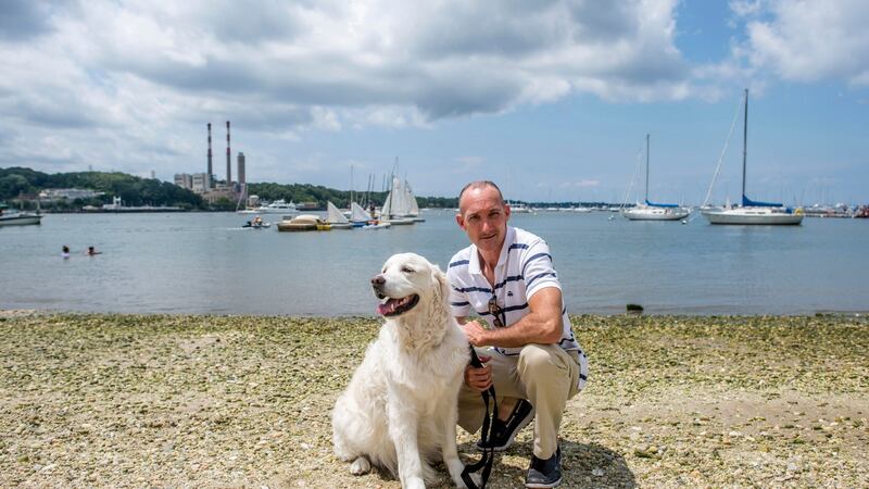 Mark Freeley with Storm. Photograph: Johnny Milano/The New York Times