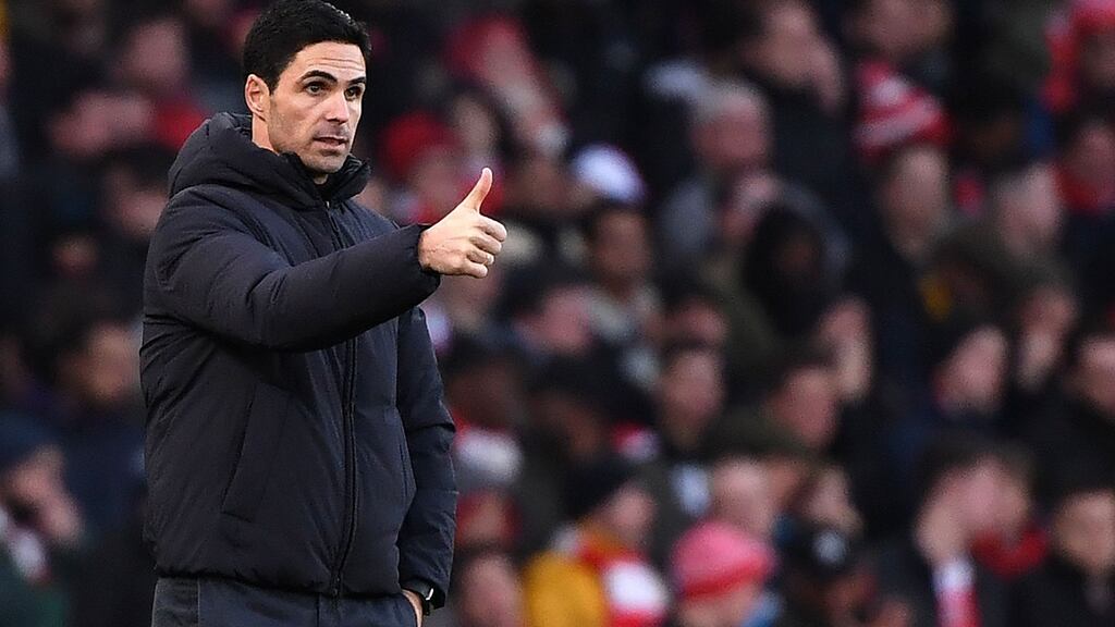 Arsenal manager Mikel Arteta: ‘If we are able to win three or four games on the trot then we are right there.’ Photograph: Getty Images