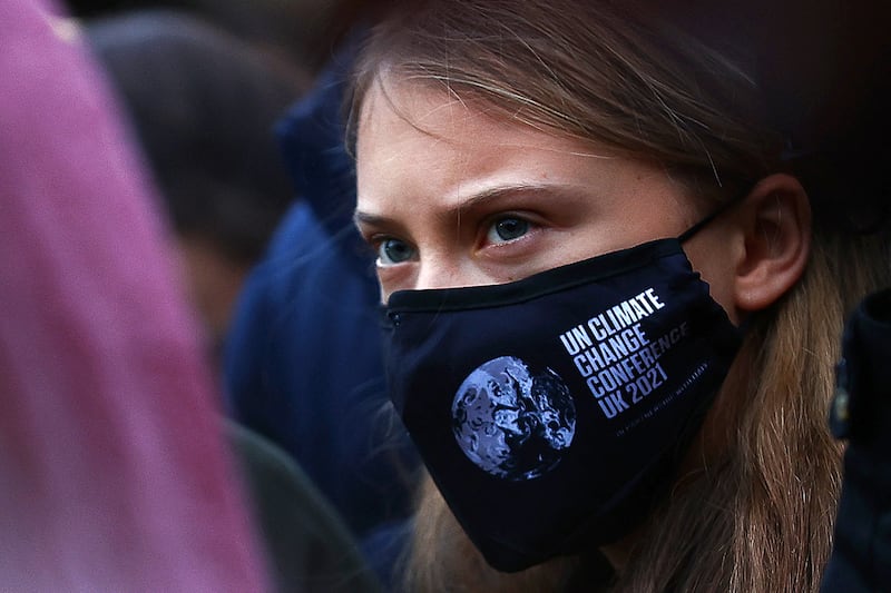 Swedish climate activist Greta Thunberg takes part in a protest in Glasgow on the sidelines of the Cop26 UN Climate Summit on November 1st. Photograph: Adrian Dennis/AFP via Getty