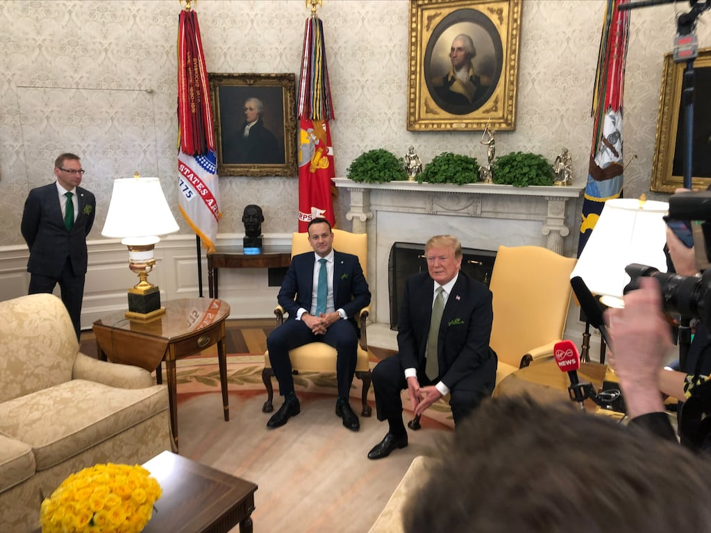 There were three distinct clumps of ivy on the Oval Office mantelpiece in March 2019, when Leo Varadkar visited Donald Trump. Photograph: Frank McNally
