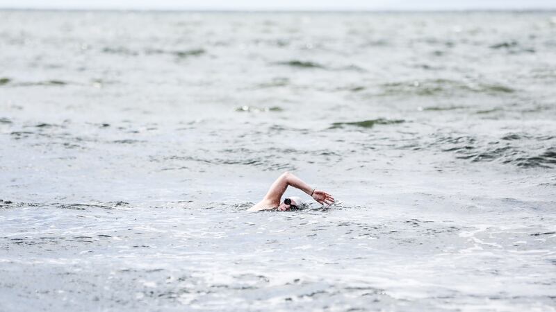 Jamie Monahan in the Atlantic Ocean off the shore in Brooklyn.