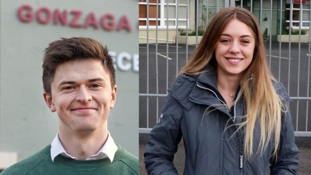 Domhnall McGlacken-Byrne at Gonzaga College in Dublin 6; and Deirdre McAdams in Ballyfermot, Dublin 10. Photographs: Nick Bradshaw, Dave Meehan
