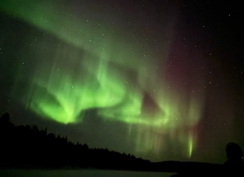 Aurora borealis over Menesjärvi, Inari, Finland