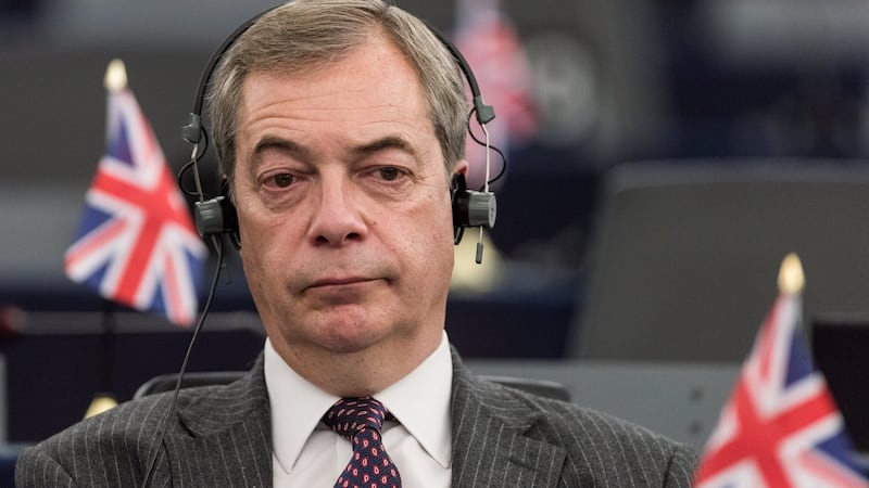 British MEP and former leader of the UK Independence Party (UKIP) Nigel Farage, listens to a speech at the European Parliament. Photograph: EPA