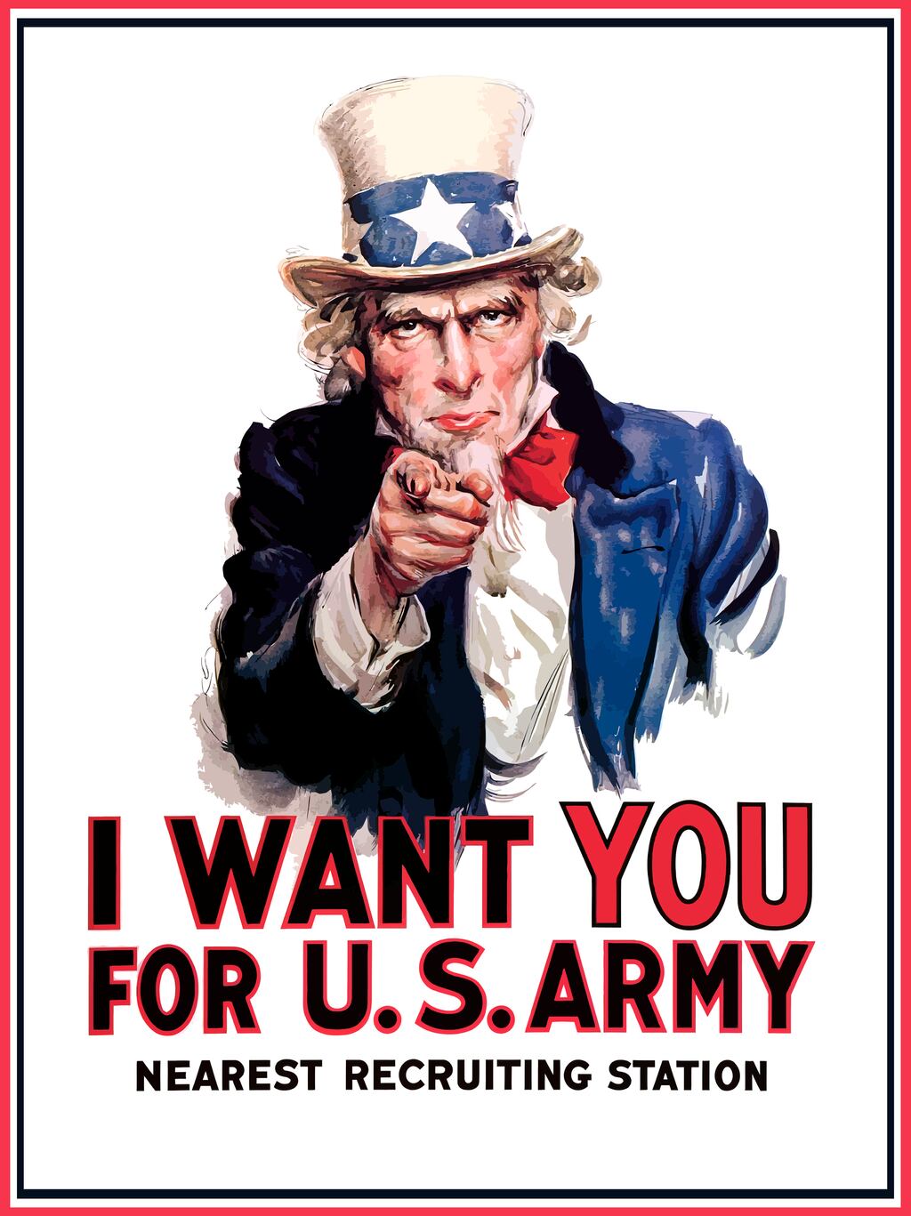 James Montgomery Flagg’s 1917 recruitment poster. Who was the original avuncular Samuel who became the human personification of the United States of America?
