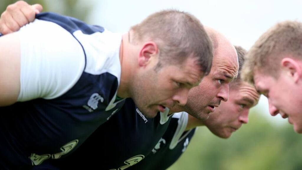 Tighthead Mike Ross (left) believes 22-year-old Tadhg Furlong has the talent to be Ireland’s versatile prop. Photograph: Inpho