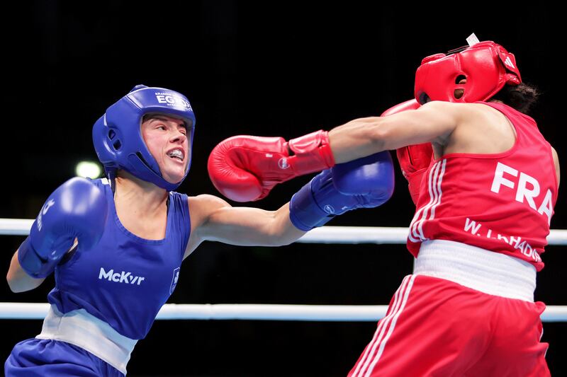 Daina Moorehouse: the Wicklow light flyweight secured her place for Paris in the final qualification tournament in Thailand. Photograph: Laszlo Geczo/Inpho