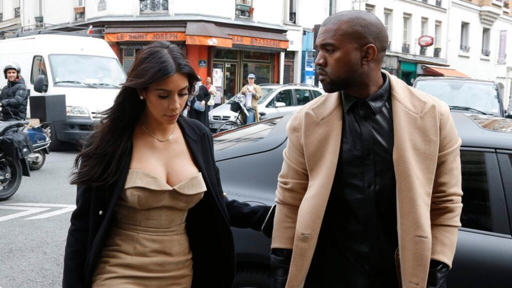 TV personality Kim Kardashian and rapper Kanye West in Paris last week. The newly-weds are to spend a week on honeymoon in Ireland. Photograph: Reuters