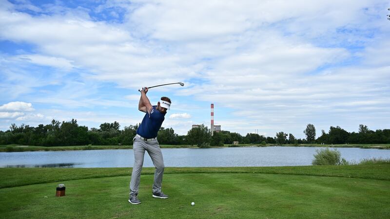Joost Luiten of the Netherlands tees off on the 10th hole during the first round of the Austrian Open at Diamond Country Club in Atzenbrugg. Photograph: Stuart Franklin/Getty Images