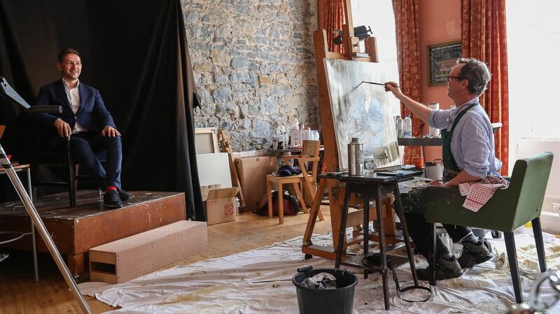 Mick O’Dea painting Iestyn Davies. Photograph: John Kelly